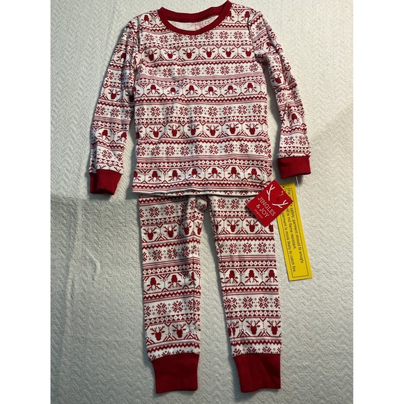 Jingles & Joy 2T Christmas Pajamas Set Red White Reindeer Holiday NWT - Picture 1 of 5